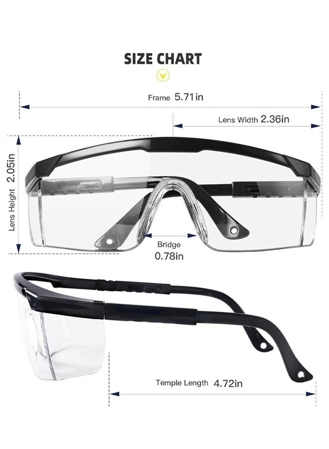 3 Pack Safety Glasses For Men And Women, Scratch Resistant Clear Wraparound Lenses, Adjustable Lab Goggles, UV Protection - Image 2